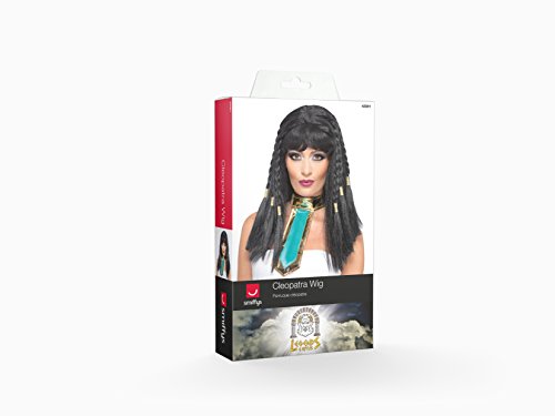 Smiffy'S 42081 Smiffys Peluca de Cleopatra con Trenzas con Borde Dorado, Negro