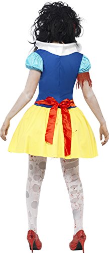 Smiffys Disfraz de blancazombi, Azul y Amarillo, con Vestido, Dibujo de látex en el pech