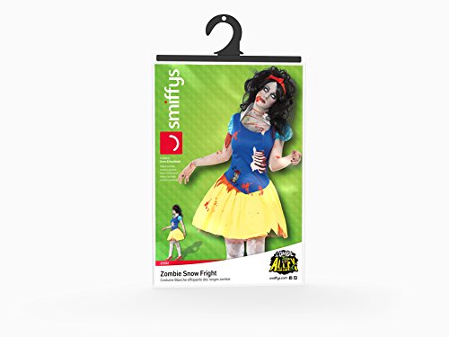 Smiffys Disfraz de blancazombi, Azul y Amarillo, con Vestido, Dibujo de látex en el pech