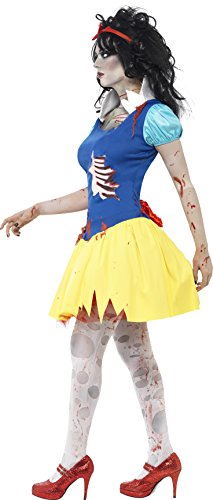 Smiffys Disfraz de blancazombi, Azul y Amarillo, con Vestido, Dibujo de látex en el pech