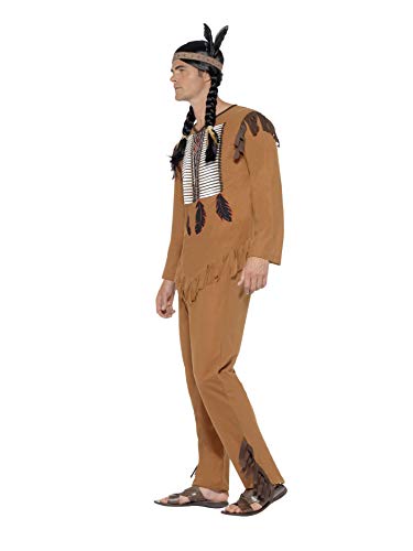 Smiffy's Smiffys - 45509L Disfraz de guerrero inspirado por los americanos nativos, con chaleco, color marrón, L-Tamaño 42"-44" 45509L