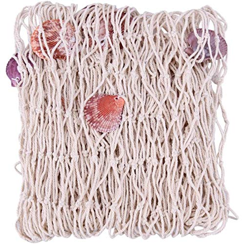 SNOWINSPRING Red de Pesca Natural Decorativa Pared de Playa Fiesta en la Playa Concha de Mar DecoracióN de Red 2Mx4M