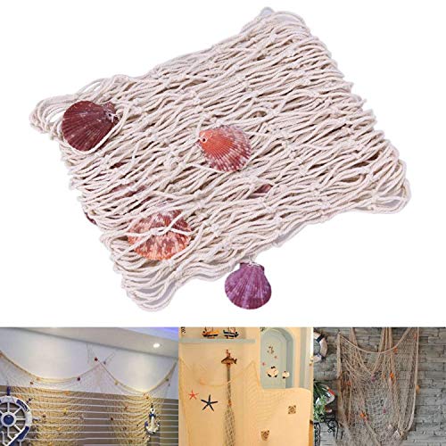 SNOWINSPRING Red de Pesca Natural Decorativa Pared de Playa Fiesta en la Playa Concha de Mar DecoracióN de Red 2Mx4M