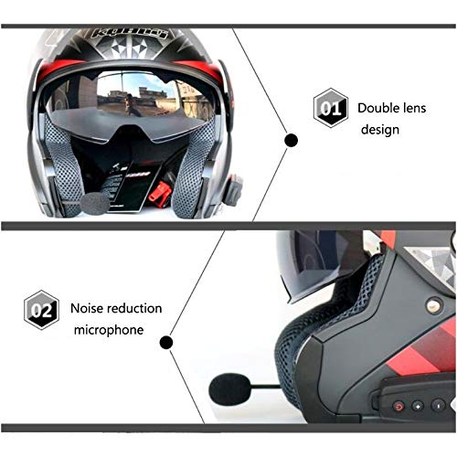 SOAR Casco Moto Integral Bluetooth Casco Moto Abierto,ECE Homologado Casco Moto Jet con HD Anti-Fog Doble Visera for Locomotive Mofa Piloto Crash Cruiser Chopper Scooter Biker Racing