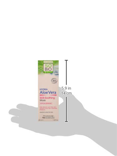SO'BiO étic Cosmebio - Máscara calmante hipoalergénica para piel sensible y reactiva, aloe vera Sos, 50 ml
