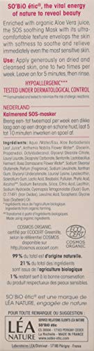 SO'BiO étic Cosmebio - Máscara calmante hipoalergénica para piel sensible y reactiva, aloe vera Sos, 50 ml