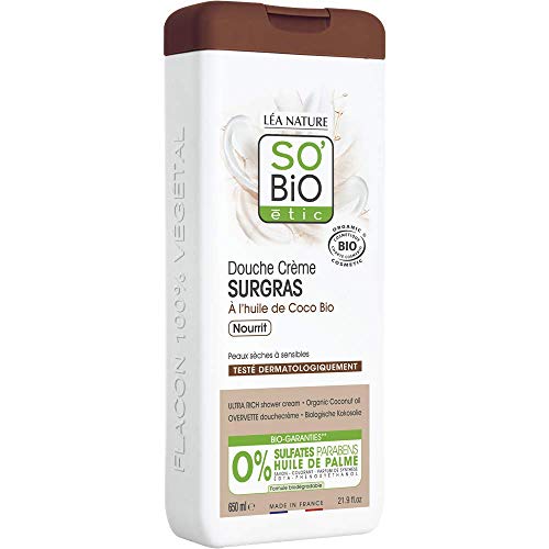 SO'BIO ÉTIC Douche Crème Surgras à l'Huile de Coco Bio Nourrit