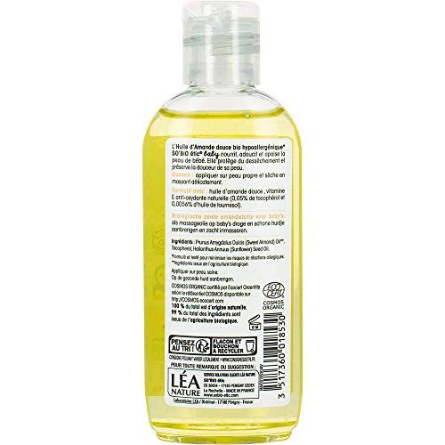 SO'BIO ÉTIC Huile d'Amande Douce Hypoallergénique Bio 100 ml