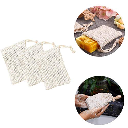 SODIAL 6 Piezas Bolsas de Jabón Exfoliante Natural Bolsas de Jabón de Sisal Hechas A Mano Sostenedor Bolsa de Ahorro de Jabón de Sisal Natural Bolsas Sostenedor para Jabon de Ba？o