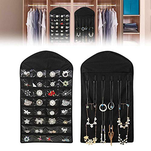 SODIAL Organizador De La Joyeria De La Ejecucion del Armario Soporte De Almacenamiento De Collar Bolsa De Estuche De Pantalla De Viaje (Negro)