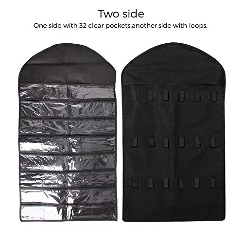 SODIAL Organizador De La Joyeria De La Ejecucion del Armario Soporte De Almacenamiento De Collar Bolsa De Estuche De Pantalla De Viaje (Negro)