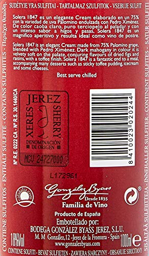Solera 1847 Cream - Vino D.O. Jerez - 3 botellas 1000 ml - Total: 3000 ml