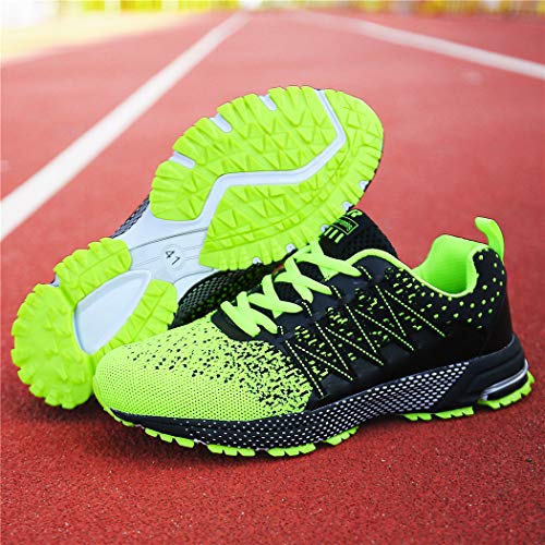 SOLLOMENSI Zapatillas Hombres Deporte Running Zapatos para Correr Gimnasio Sneakers Deportivas Padel Transpirables Casual Montaña 41 EU A Verde