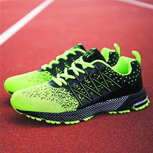 SOLLOMENSI Zapatillas Hombres Deporte Running Zapatos para Correr Gimnasio Sneakers Deportivas Padel Transpirables Casual Montaña 41 EU A Verde