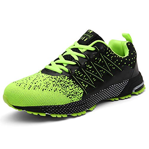 SOLLOMENSI Zapatillas Hombres Deporte Running Zapatos para Correr Gimnasio Sneakers Deportivas Padel Transpirables Casual Montaña 41 EU A Verde