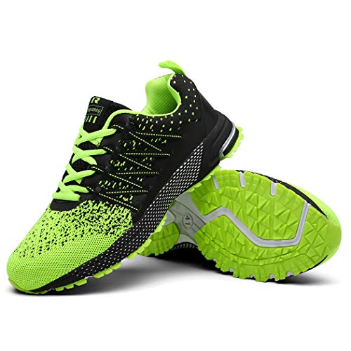 SOLLOMENSI Zapatillas Hombres Deporte Running Zapatos para Correr Gimnasio Sneakers Deportivas Padel Transpirables Casual Montaña 41 EU A Verde