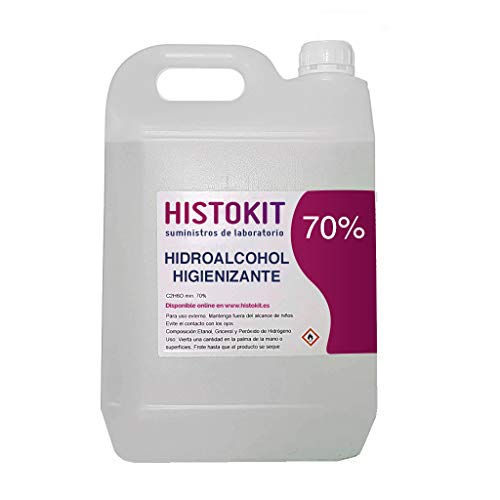 Solución HIGIENIZANTE 5 litros 70% vol. para manos, superficies, rellenar dosificadores y pulverizar