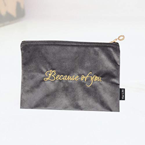 Solustre Bolsa de cosméticos Bolsa de Almacenamiento de lápiz Labial liviano Bolsa de Vestir Bolsa de cosméticos de Viaje Bolsa de Maquillaje con cordón Perezoso para Dama Mujer Niña (Gris Oscuro)