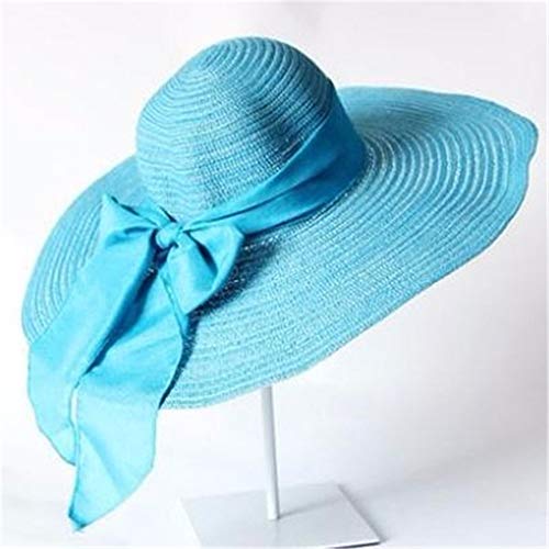 Sombrero para el Sol al Aire Libre Folable Floppy Hat para Mujer Gran Bowknot Sombrero de Paja ala Ancha Beach Hat 50+ UPF Sun Hat Sombrero de Paja de Playa (Color : Green)