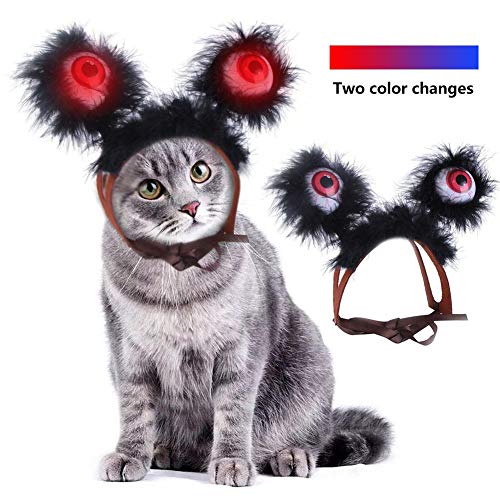 Sombrero para mascotas de Halloween, disfraz de ojos grandes que brillan intensamente de color para gatos y perros pequeños, accesorio para disfraz de fiesta, sombreros, fiesta de cosplay de Halloween