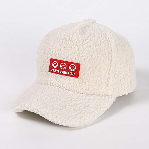 Sombrero para niños Modelos de otoño e Invierno Versión Coreana de la Tendencia de la Etiqueta de Tela con Cara Sonriente Gorra de béisbol para niños y niñas Gorro de Lana de Cordero cálido para bebé