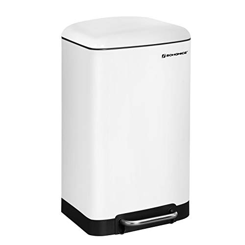 SONGMICS Basurero Cubo de Cocina Contenedor de residuos Cubeta Interior con Pedal 30 L Blanco LTB01W