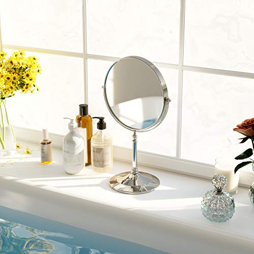 SONGMICS BBM006 - Espejos para maquillaje cosmético de baño, 8", 10x aumentos, color plateado