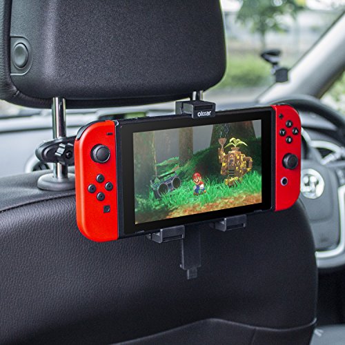 Soporte de Coche para la Nintendo Switch marca Olixar - Instalación en el reposacabezas - Color negro