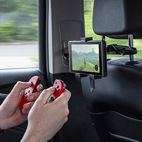 Soporte de Coche para la Nintendo Switch marca Olixar - Instalación en el reposacabezas - Color negro