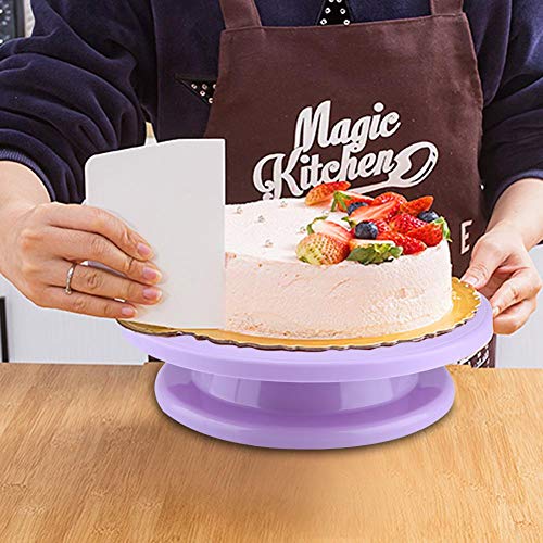 Soporte de plato giratorio para tartas de 11 pulgadas Herramientas de decoración de tartas Bandeja rodante antideslizante Soporte de exhibición giratorio(púrpura)