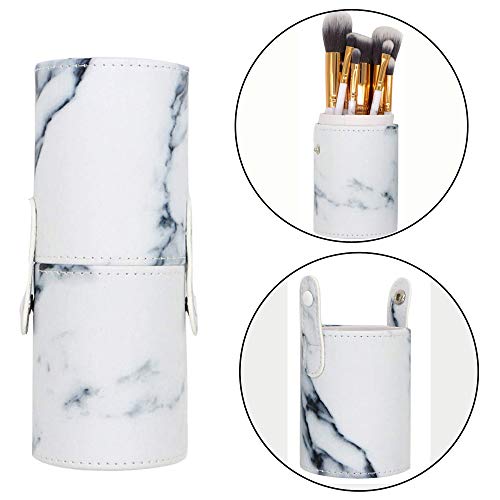 Soporte para brochas de maquillaje, para cosméticos, redondo, resistente al polvo, color blanco, para mujeres y niñas