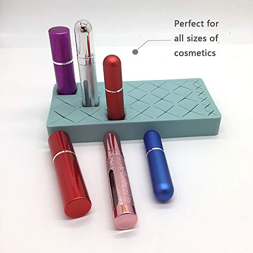 Soporte para pintalabios, 24 rejillas de silicona, soporte para lápices labiales, cosméticos, caja de almacenamiento, lápiz de cejas multicolor y organizador de brochas de maquillaje Rosa