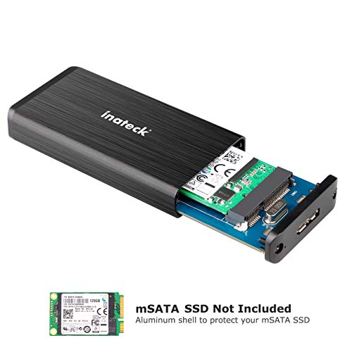 [Soporte UASP] Inateck USB 3.0 mSATA Aluminio SSD Enclosure Caja de Adaptador con USB 3.0 Cable de Datos para M50 mSATA SSD
