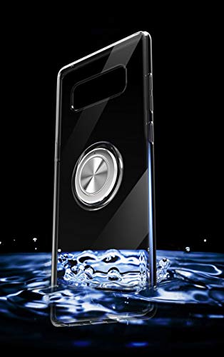 SORAKA Funda Transparente para Samsung Galaxy Note 8 con Anillo Giratorio de 360 Grados y Placa de Metal Compatible con Soporte Móvil Coche Magnético Ultradelgado Carcasa de TPU Suave
