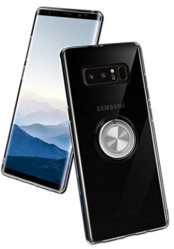 SORAKA Funda Transparente para Samsung Galaxy Note 8 con Anillo Giratorio de 360 Grados y Placa de Metal Compatible con Soporte Móvil Coche Magnético Ultradelgado Carcasa de TPU Suave
