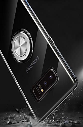 SORAKA Funda Transparente para Samsung Galaxy Note 8 con Anillo Giratorio de 360 Grados y Placa de Metal Compatible con Soporte Móvil Coche Magnético Ultradelgado Carcasa de TPU Suave