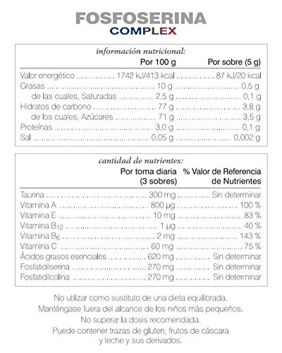 Soria Natural - FOSFOSERINA COMPLEX - Complemento alimenticio - Mejorar el rendimiento y la atención - 18 sobres - Potencia memoria