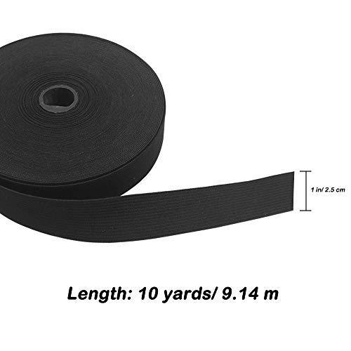 Sourceton - Juego de 2 bobinas elásticas de punto de 1 pulgada de ancho, banda elástica de tejido de alta elasticidad de alta elasticidad de 10 yardas, color blanco y negro