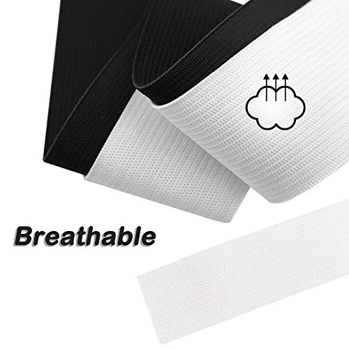 Sourceton - Juego de 2 bobinas elásticas de punto de 1 pulgada de ancho, banda elástica de tejido de alta elasticidad de alta elasticidad de 10 yardas, color blanco y negro