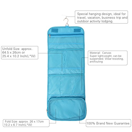 sourcing map Funda Para Llevar La Bolsa Colgando Verde Con Lienzo De Cierre Con Cremallera Cosméticos Azul