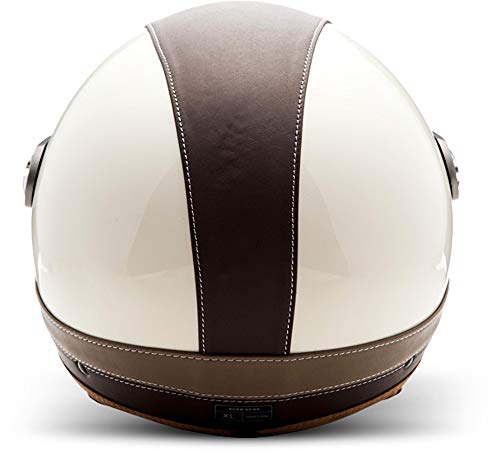 SOXON SP-325-URBAN Bobber Casco Demi-Jet Vespa Vintage Piloto Cruiser, S (55-56cm), Crème/Marrón