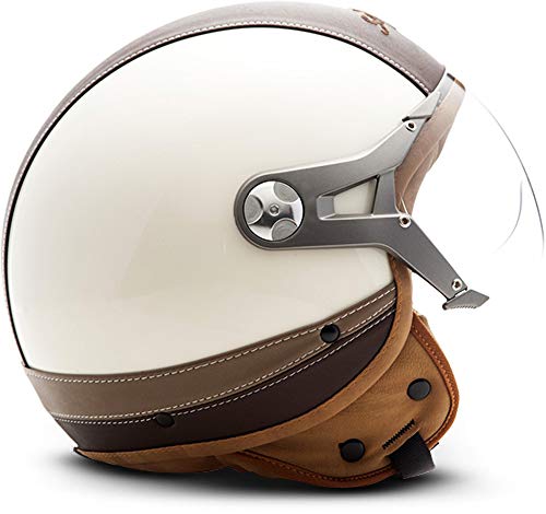 SOXON SP-325-URBAN Bobber Casco Demi-Jet Vespa Vintage Piloto Cruiser, S (55-56cm), Crème/Marrón
