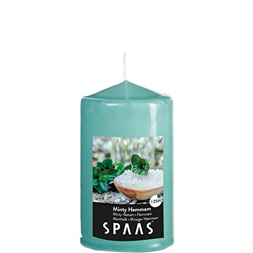 Spaas 12 velas cilíndricas perfumadas 60/100 mm, ± 25 horas, Hamman Menta