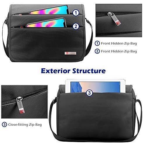 SPAHER Bolso de Hombro para Hombre maletín iPad Laptop Work Messenger Bolso de Negocios Escuela Crossbody Bolso de Mano Bolso de Viaje Prueba de Agua para portátil MacBook Air 11.6" Negro