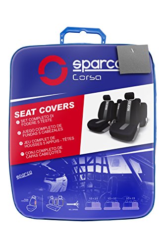 SparcoSPC1012 Juego de fundas para asientos de coche, color negro y gris, modelo CLASSIC, 11 Piezas