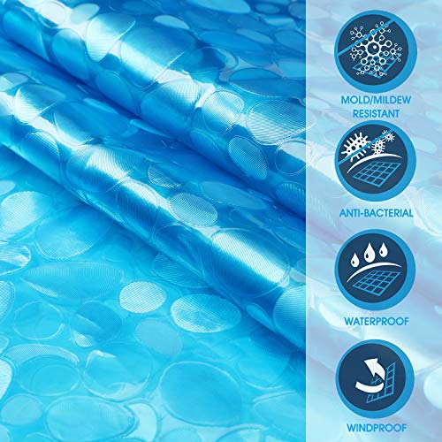 SPARIN Cortinas baño Antimoho, Antibacteriana, EVA Cortina Ducha Azul Impermeable Efecto Cristal 3D con 12 Ganchos Blancos [Respetuoso con el Medio Ambiente] [Lavable] [180x200cm]