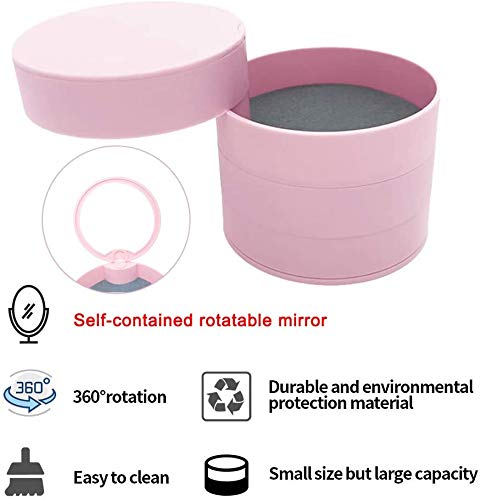 Sparta's Store Caja Joyero Organizador Rotación de 360°,4 Niveles Joyero Organizador con Espejo,Pequeña Joyero Viaje Decorativas,Joyero de Viaje pequeño para niñas,Joyeros Redondos (Rosa)