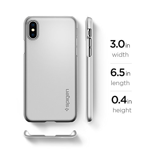 Spigen Funda iPhone X, [Thin Fit] Revestimiento de Acabado Mate de Primera Calidad para iPhone X Edition [Satin Silver]