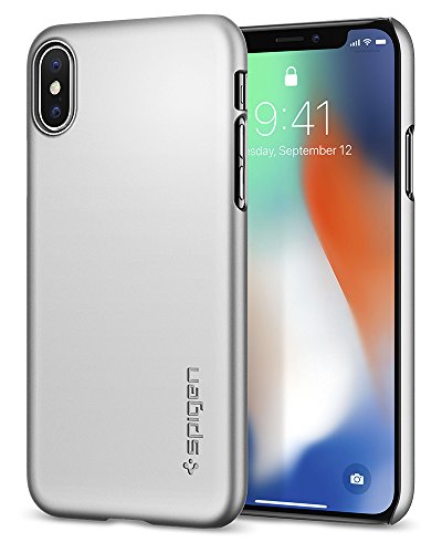 Spigen Funda iPhone X, [Thin Fit] Revestimiento de Acabado Mate de Primera Calidad para iPhone X Edition [Satin Silver]