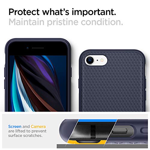 Spigen Funda Liquid Air Compatible con Apple iPhone SE(2020)/8/7, Flexión Duradero y Diseño de Fácil Agarre - Azul Marino
